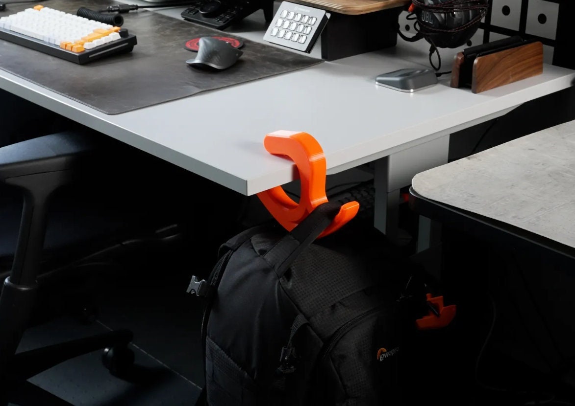 Under Desk Bag Hook | Portable Purse Hanger | Backpack Hook for Office or School | Headphone and Bag Organizer