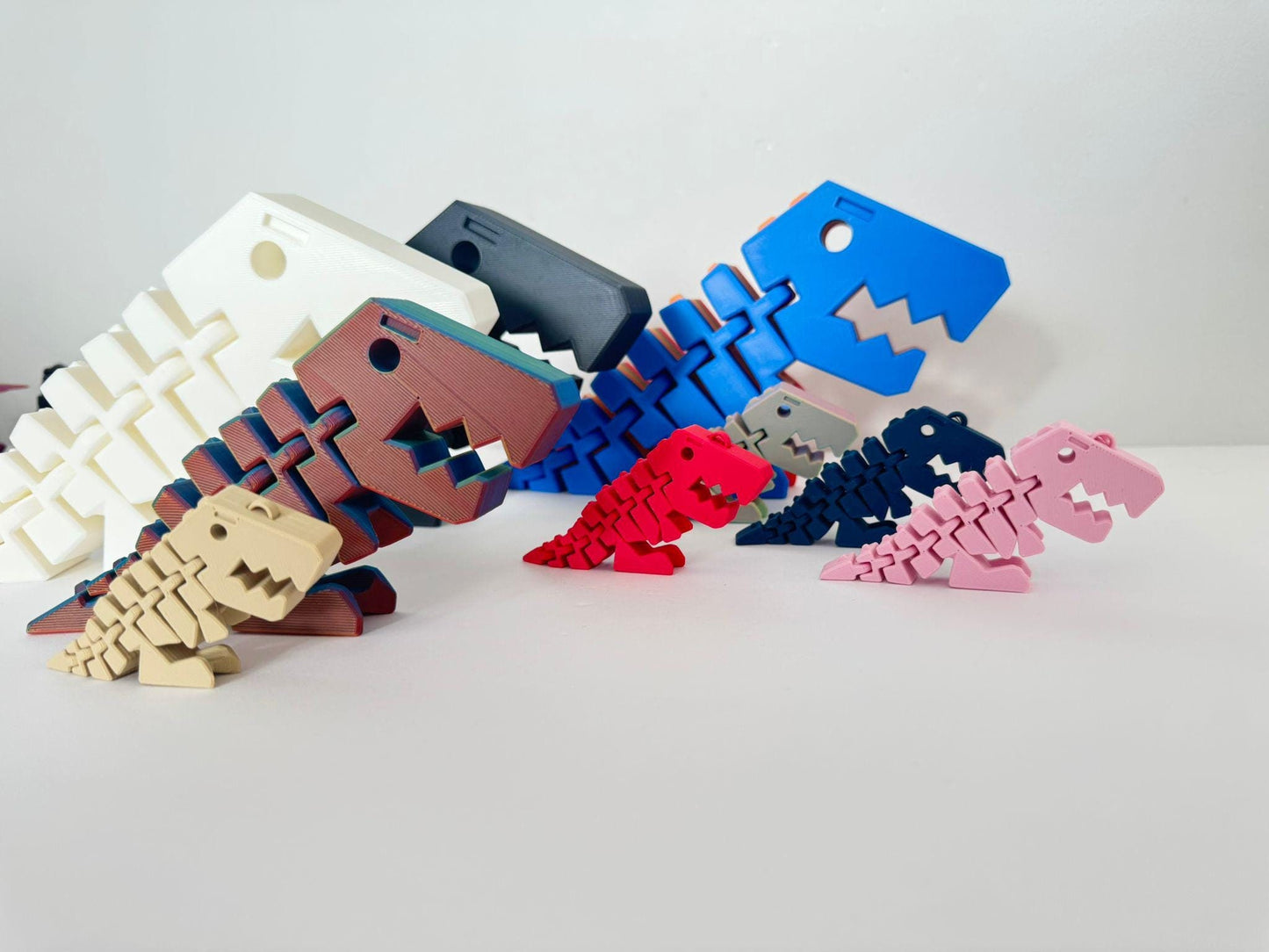 Flexi Rex Dinosaur Keychain | Articulated Dino Toy | 3D Printed Fidget Toy | Dinosaur Lover Gift