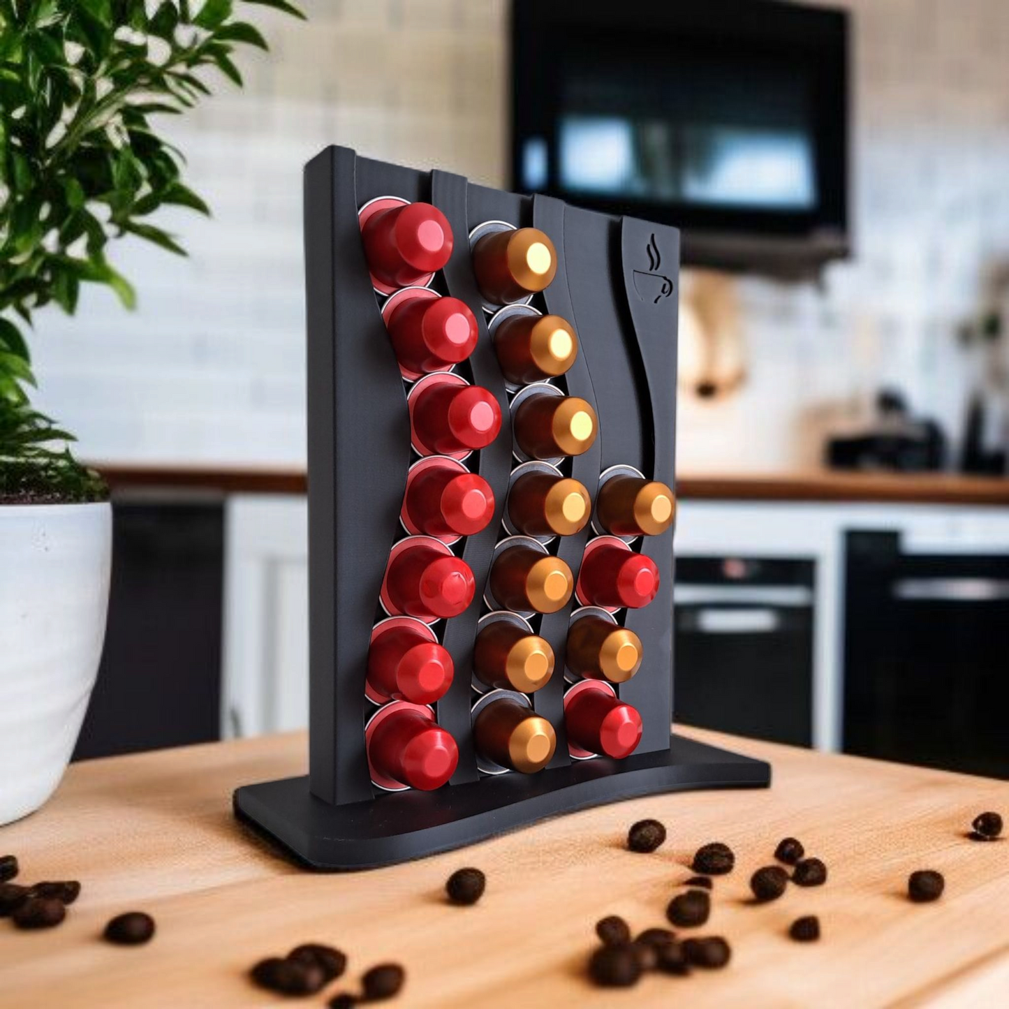 Wavy Nespresso Pod Holder | Modern Capsule Rack | Coffee Station Organizer