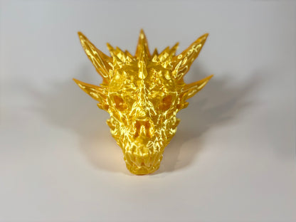 Diamond Dragon Skull | Wall Mountable Fantasy Decor  | Crystal Dragon Head | Geometric Dragon Head Sculpture