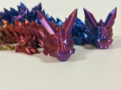Crystal Dragon | Rose Dragon | Articulated Dragon Toy | Fantasy Dragon Figurine | Flexi Dragon Gift | Poseable Dragon | Cinderwing3D