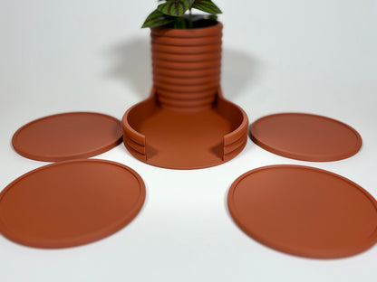 Coaster Planter | Succulent Pot with Hidden Water Tray & 4 Drink Coasters | Modern Desk Planter | Gift for Plant Lovers