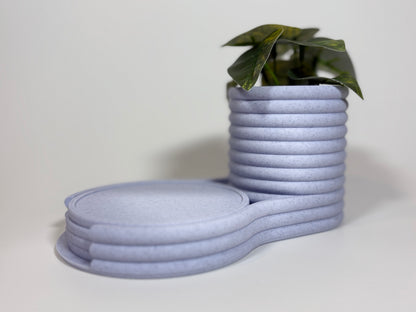 Coaster Planter | Succulent Pot with Hidden Water Tray & 4 Drink Coasters | Modern Desk Planter | Gift for Plant Lovers