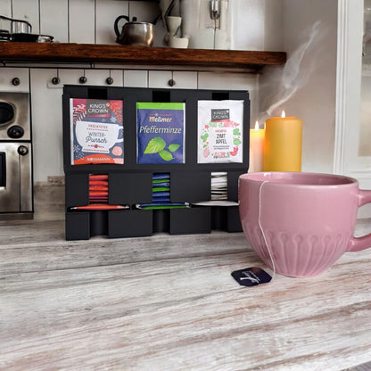Modern Tea Organizer | Tea Bag Holder | Countertop Tea Dispenser | Stylish Tea Storage Rack