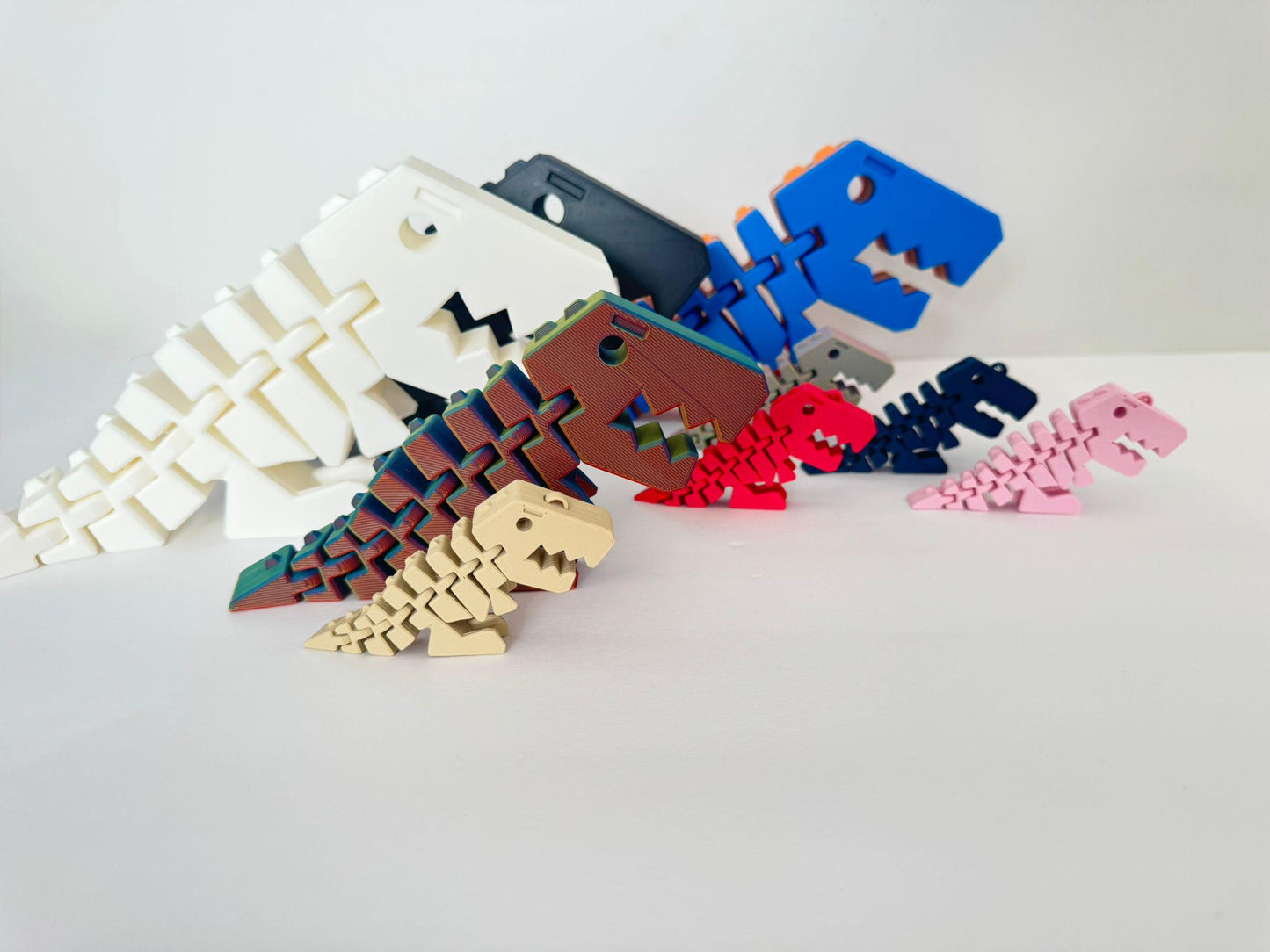 Flexi Rex Dinosaur Keychain | Articulated Dino Toy | 3D Printed Fidget Toy | Dinosaur Lover Gift